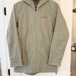Women’s Columbia Light Green Hooded Rain Jacket Size Small